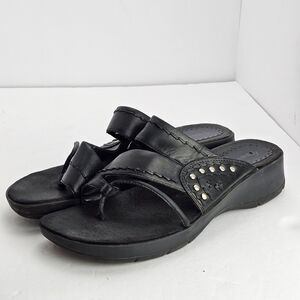 Bare Traps Women's 11 US Black Flip Flip Leather Flats Slipper Sandals